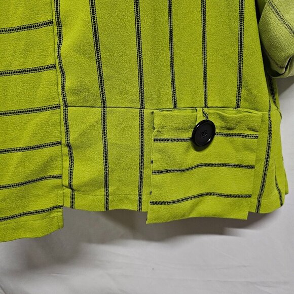 Ali Miles Top Blouse Women Size 1X Green Striped - Picture 7 of 10